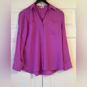 Express Vibrant Purple Button-Down Shirt